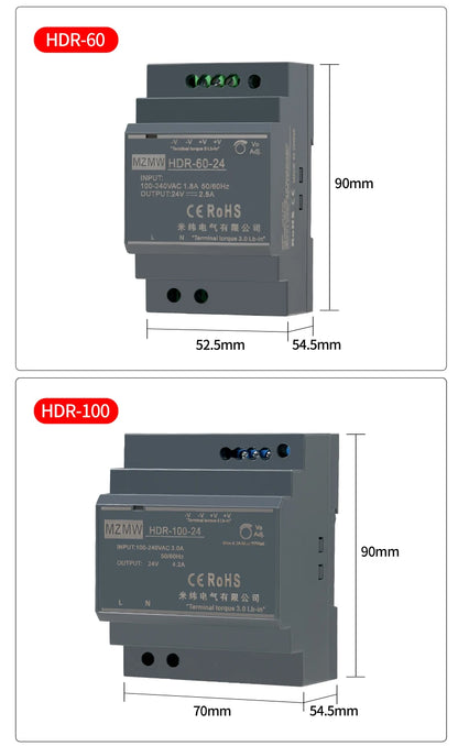 MZMW DIN Rail Switching Power Supply HDR-Series 15W-150W