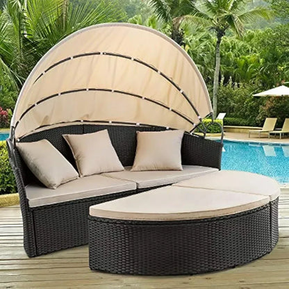 Outdoor Rattan Canopy Sofa Set Patio Garden Furniture