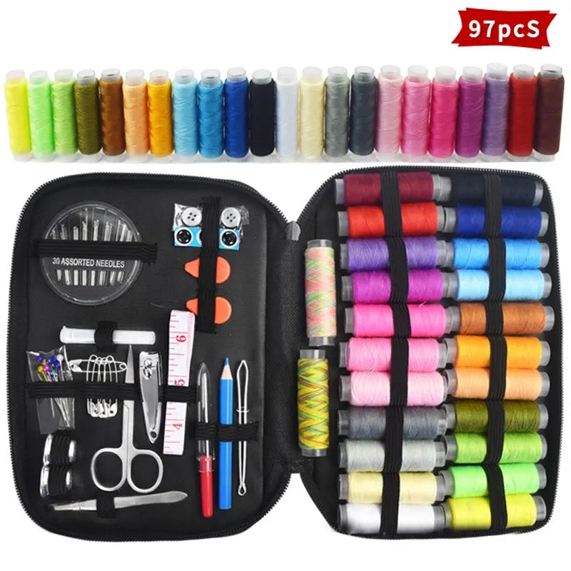 97pcs Portable Sewing Kit Thread Needle Beginner Travel