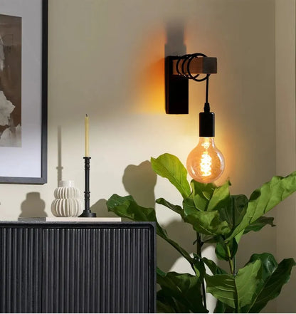 Retro Wood LED Wall Lamp Industrial Loft Decor