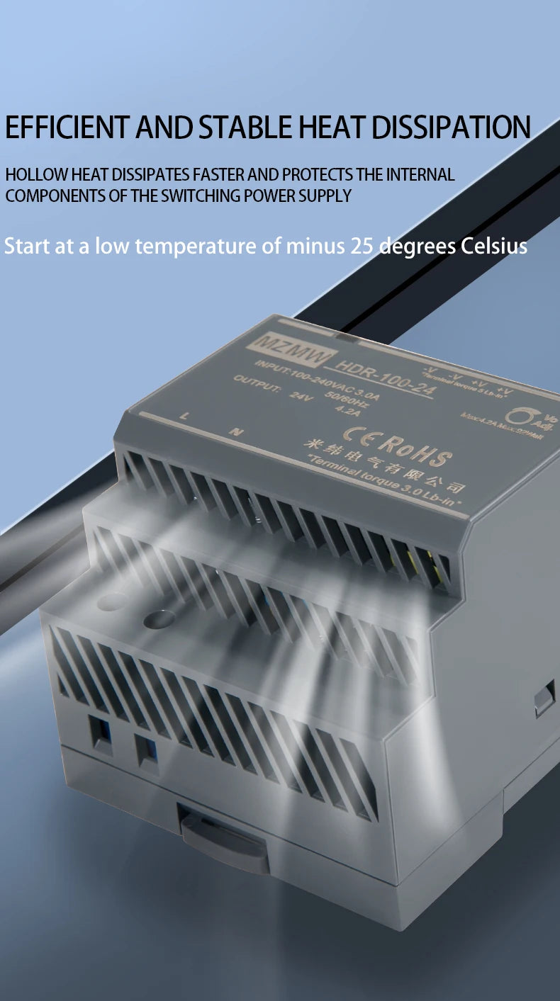 MZMW DIN Rail Switching Power Supply HDR-Series 15W-150W