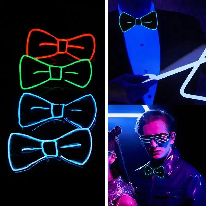 LED Suspenders w/ Bow Tie Glow Party Accessories