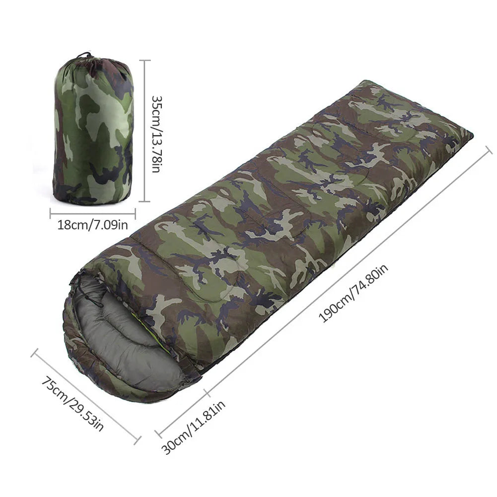 Camping Camouflage Sleeping Bag Waterproof Hooded