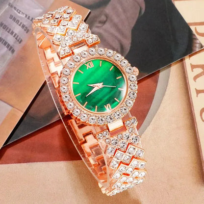 Luxury Ladies Gold Plated Square Quartz Watch Stainless Steel Folding