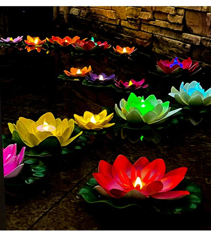 LED Lotus Floating Night Lamp Garden Decor Party Accessory