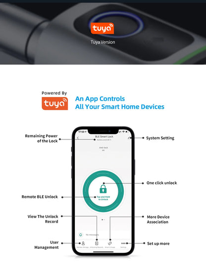 Smart Cylinder Lock Tuya Bluetooth Fingerprint IC Card