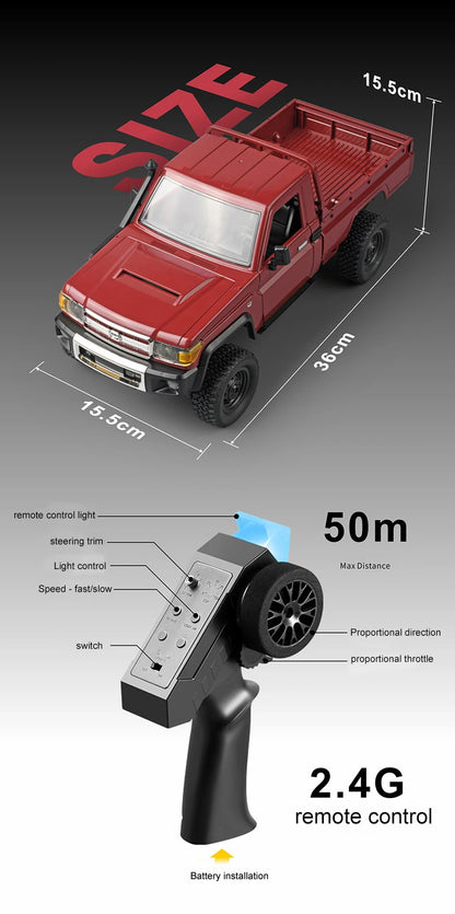 ZWN MN82 1:12 Retro RC Truck 4WD LED Pickup Model