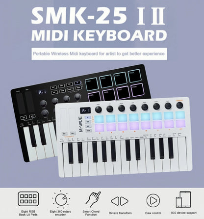 M-VAVE SMK-25 II MIDI Controller 25 Keys RGB Pads