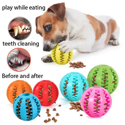 Rubber Dog Chew Treat Ball Tough Teeth Cleaning Toy