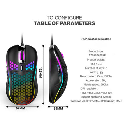 USB Wired Gaming Mouse – 7200DPI Adjustable