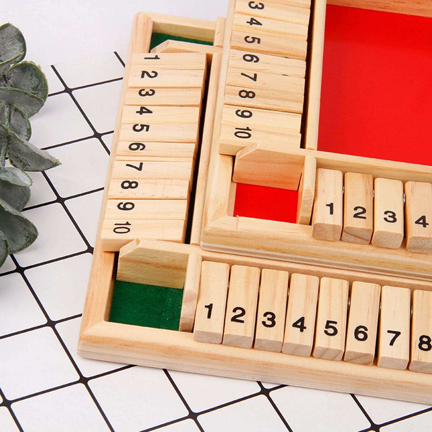 Wooden Dice Board Game Shut The Box 4-Player Family Entertainment