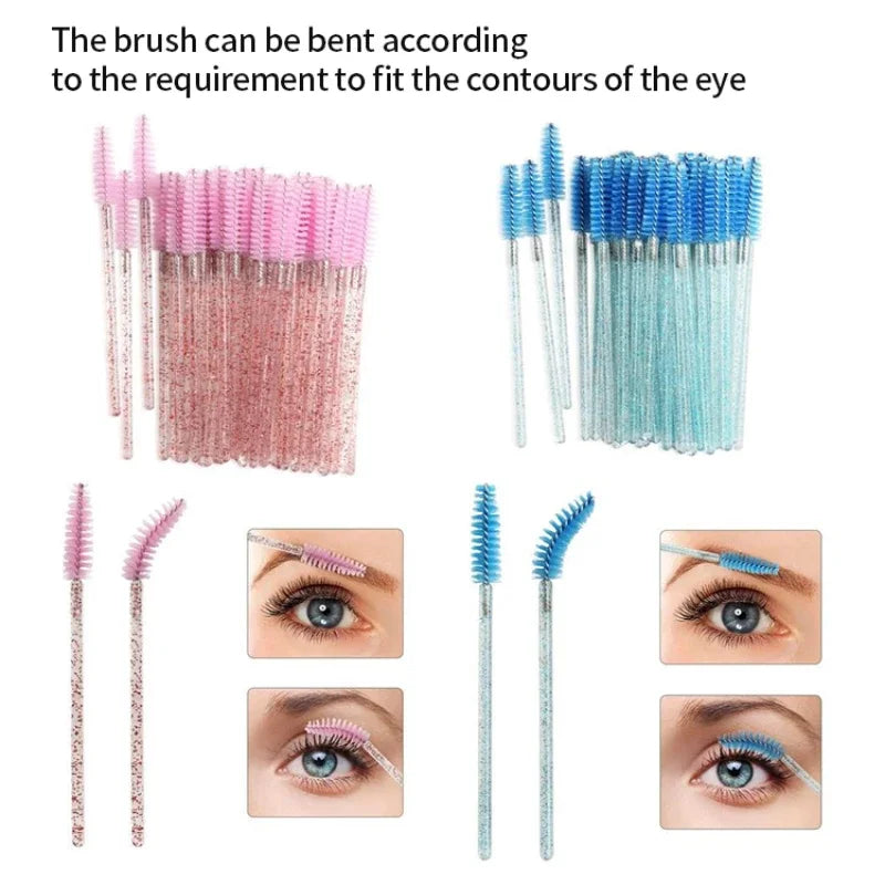 CNK 50Pcs Disposable Crystal Eyelash Mascara Wands