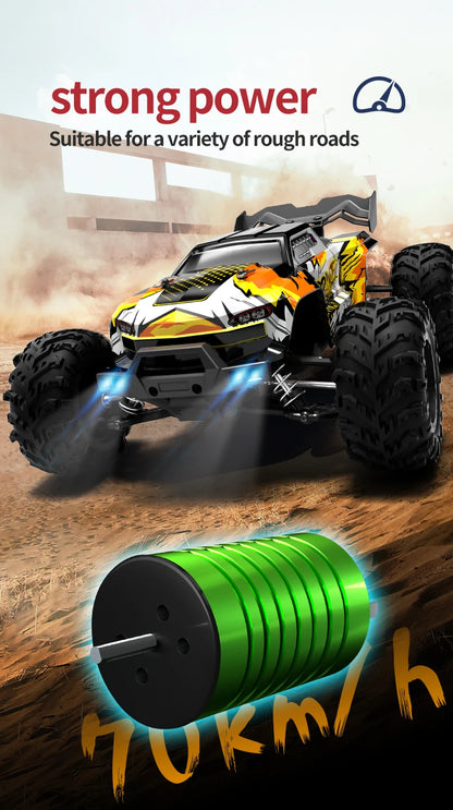 1:16 70KM/H 4WD RC Car LED Remote Control High Speed Monster Truck