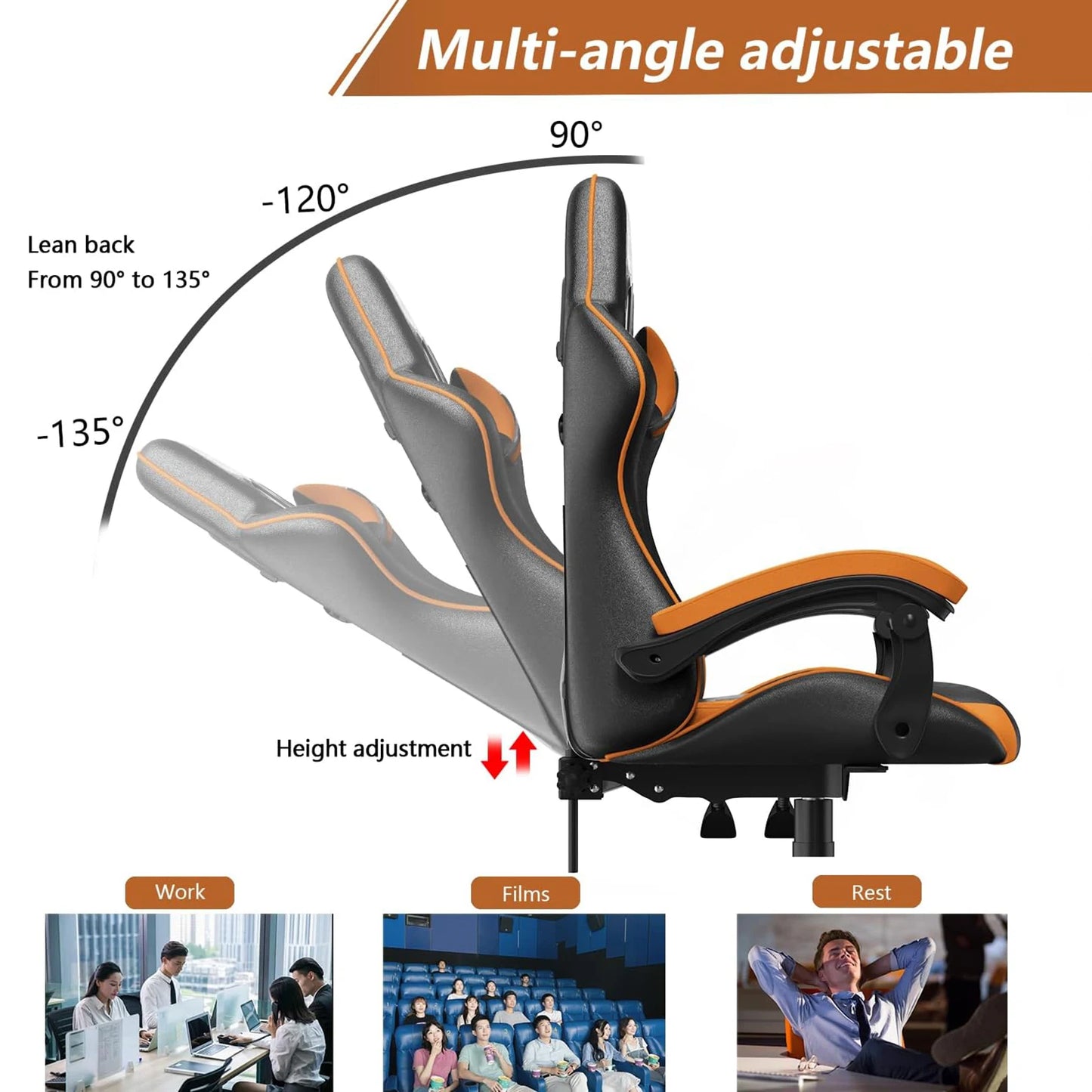 Gaming Chair Ergonomic PU Leather Office Racing Chair