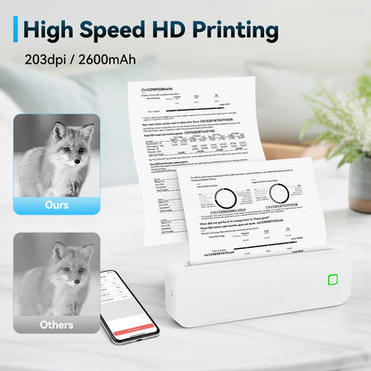 Portable A4 Thermal Printer Inkless Android IOS