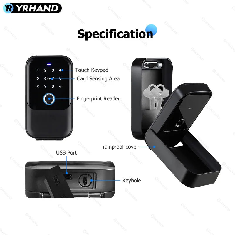 YRHAND TTlock Portable Smart Fingerprint Lock Box