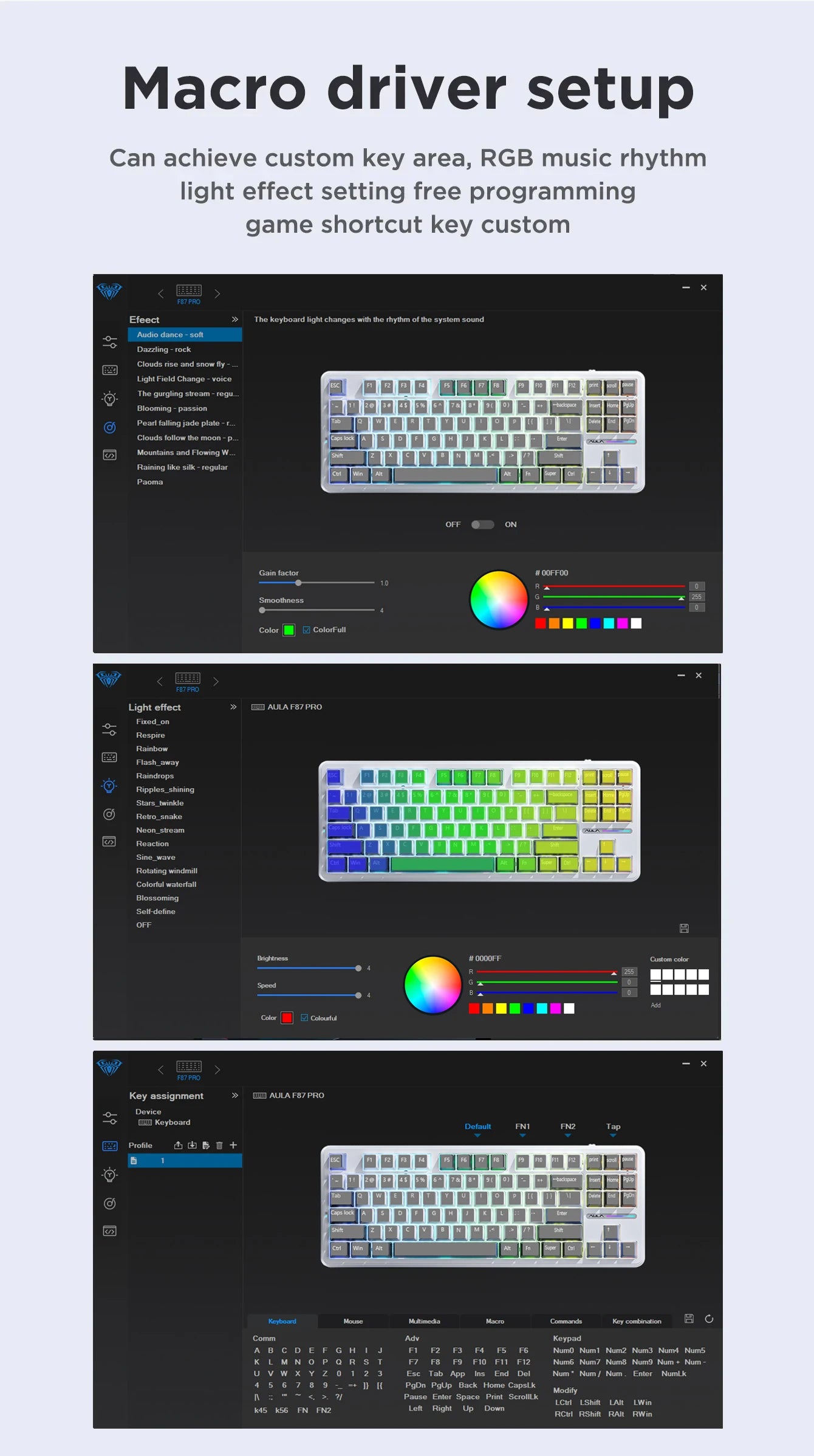 AULA F87 Pro Mechanical Keyboard Tri-Mode Wireless RGB