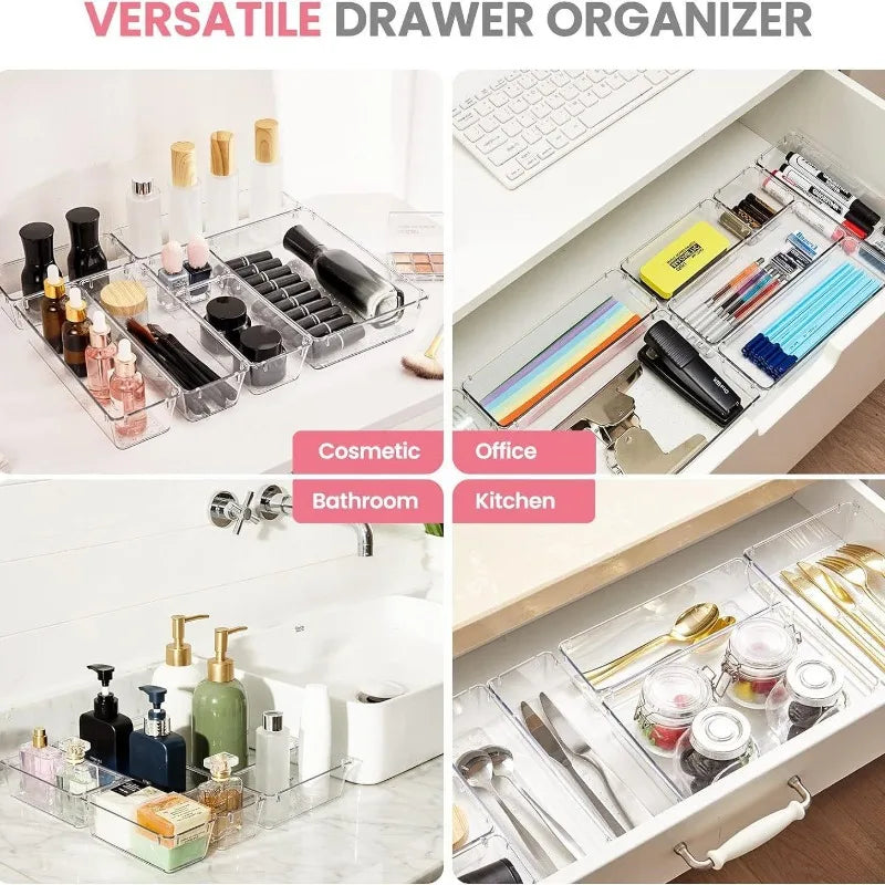 Clear Plastic Drawer Organizers Desk Dividers Home Kitchen