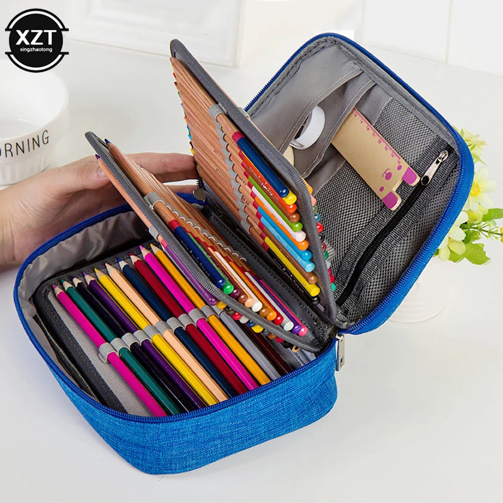 72 Slot Large Capacity Pencil Holder Zipper Bag Organizer