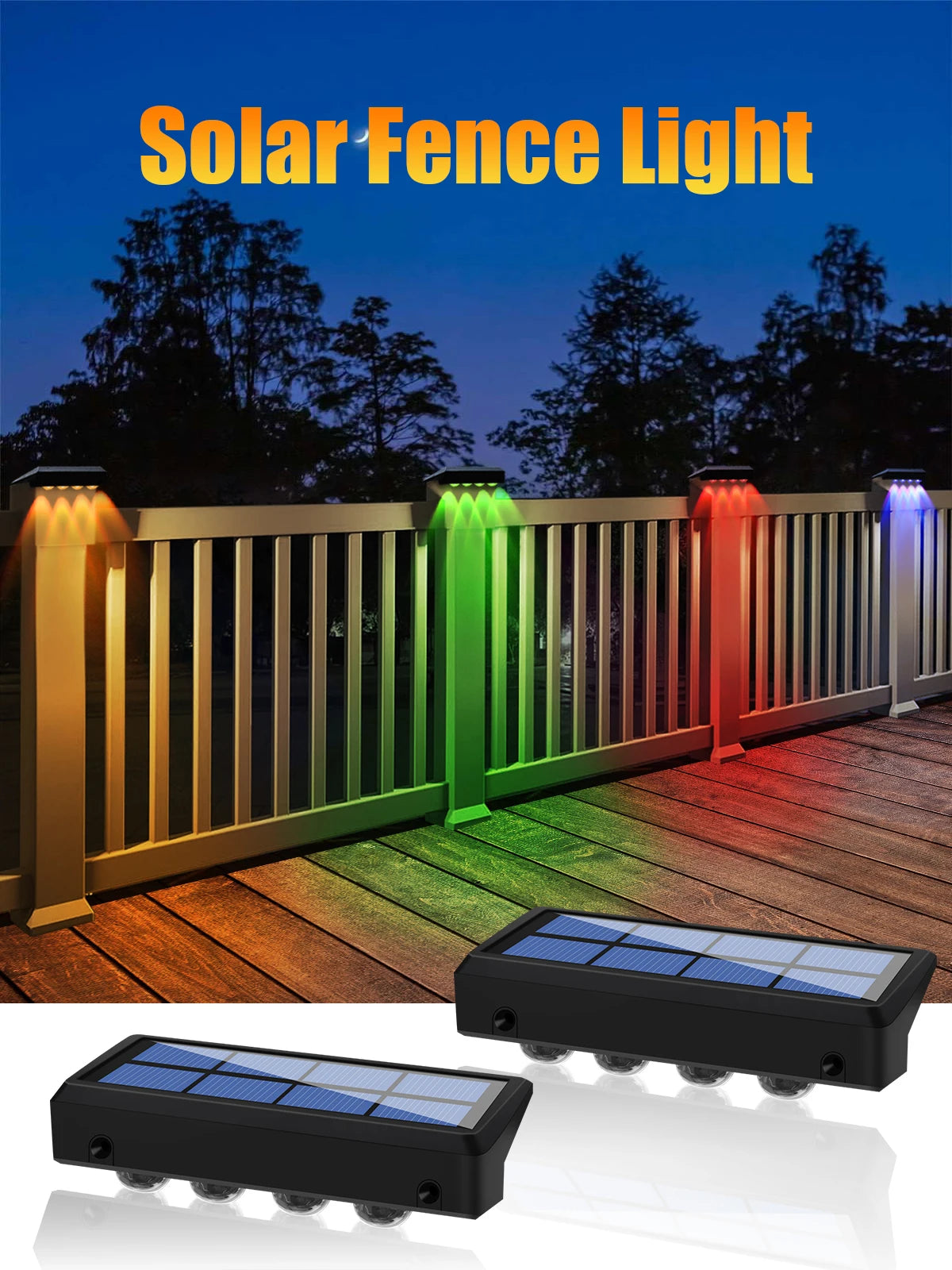 Solar Fence Lights RGB or Warm White Step Lighting