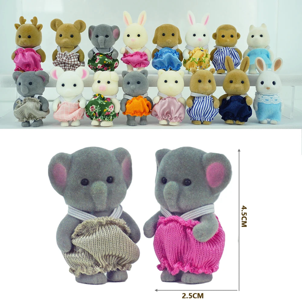 1:12 Forest Animal Family Dollhouse Figures Collectible