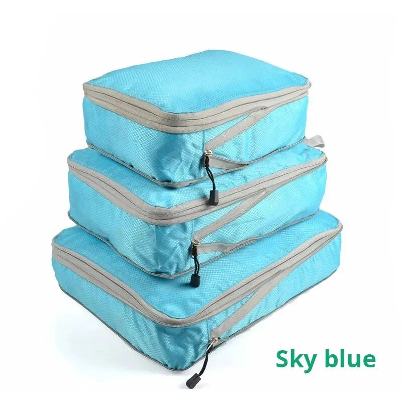 3Pcs Portable Compressible Travel Packing Cubes