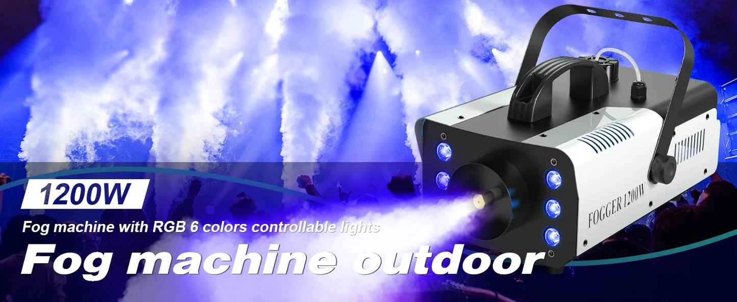 1200W Mini RGB LED Smoke Machine Remote Wedding Disco