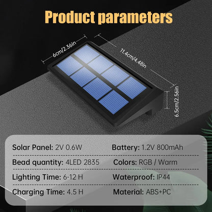 Solar Fence Lights RGB or Warm White Step Lighting