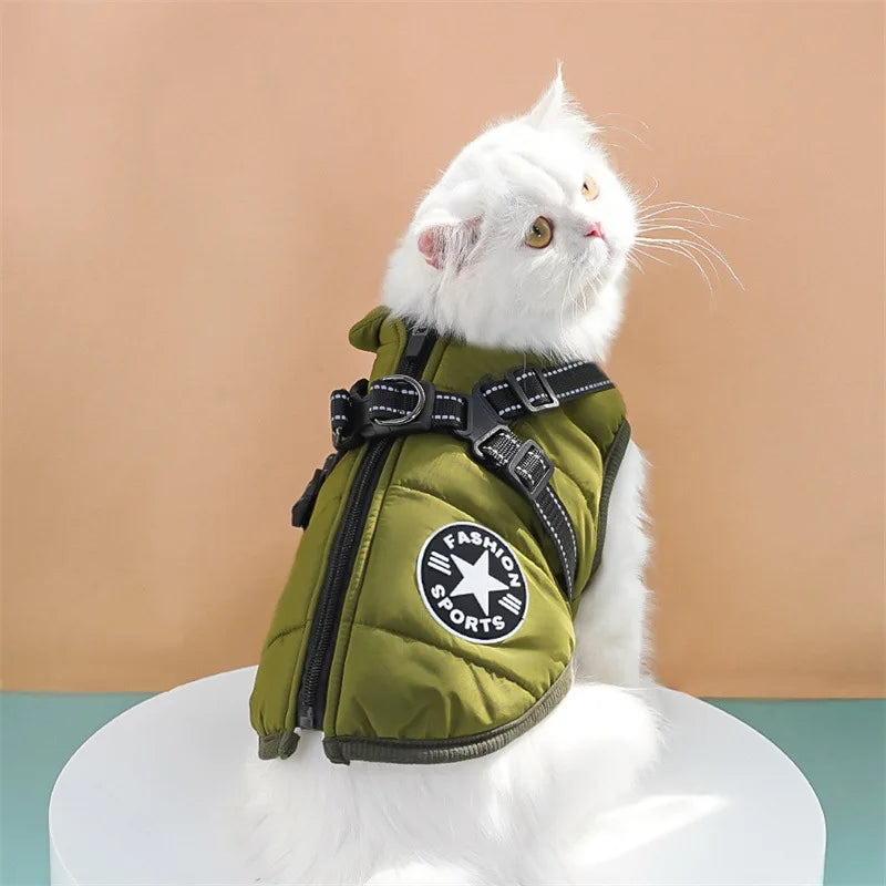 Large Dog Jacket With Harness Waterproof Winter Warm