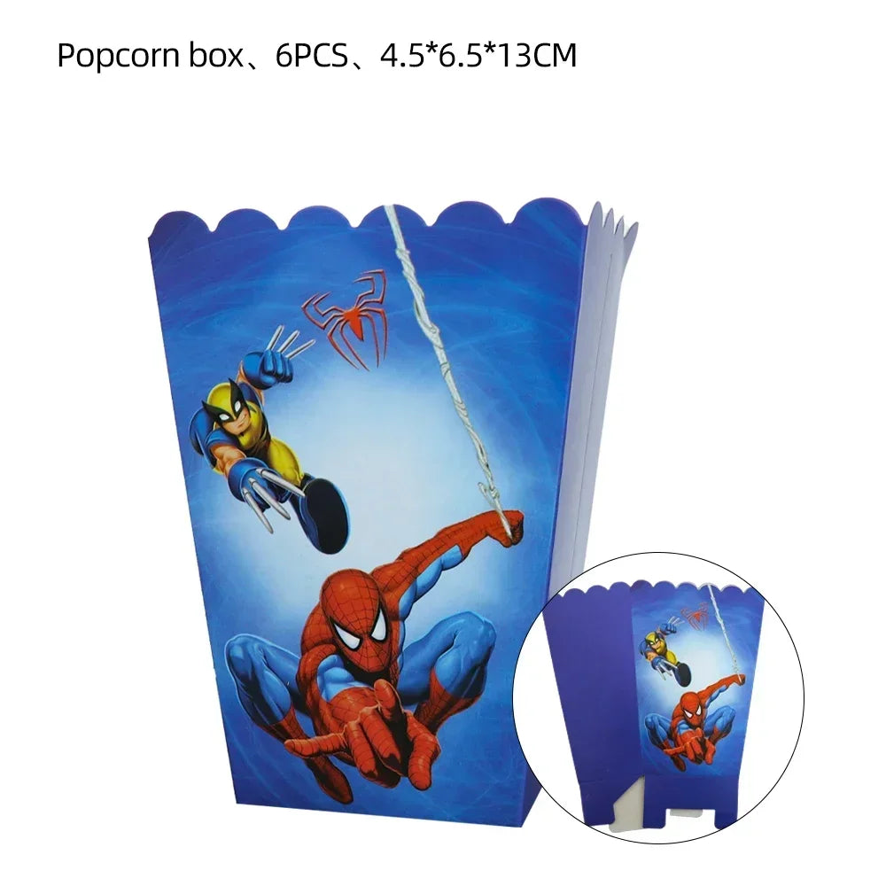 Spider-Man Party Cups Popcorn Boxes Candy Tableware