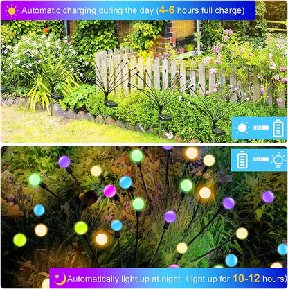 6/8/10 LED Solar Firefly Garden Lights Outdoor Waterproof