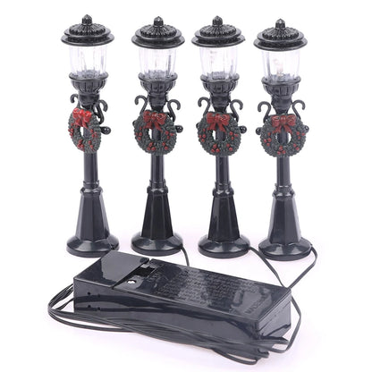 4Pcs Christmas Mini Street Light Dollhouse Garden Decor