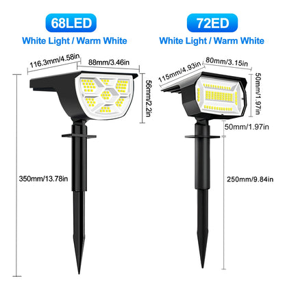 72/68 LED Solar Landscape Lights Outdoor Waterproof Spotlight