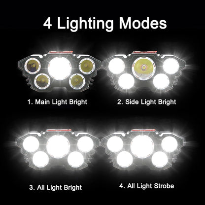 5 LED Headlamp Rechargeable Strong Light Fishing Camping