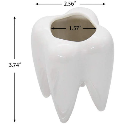 Tooth Shape Ceramic Pen Pencil Holder Desk Organizer Decor