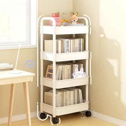 Floor-Mounted Pulley Storage Rack Multi-Layer Movable Shelving