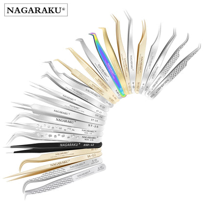 NAGARAKU Eyelash Extension Tweezers Stainless Steel