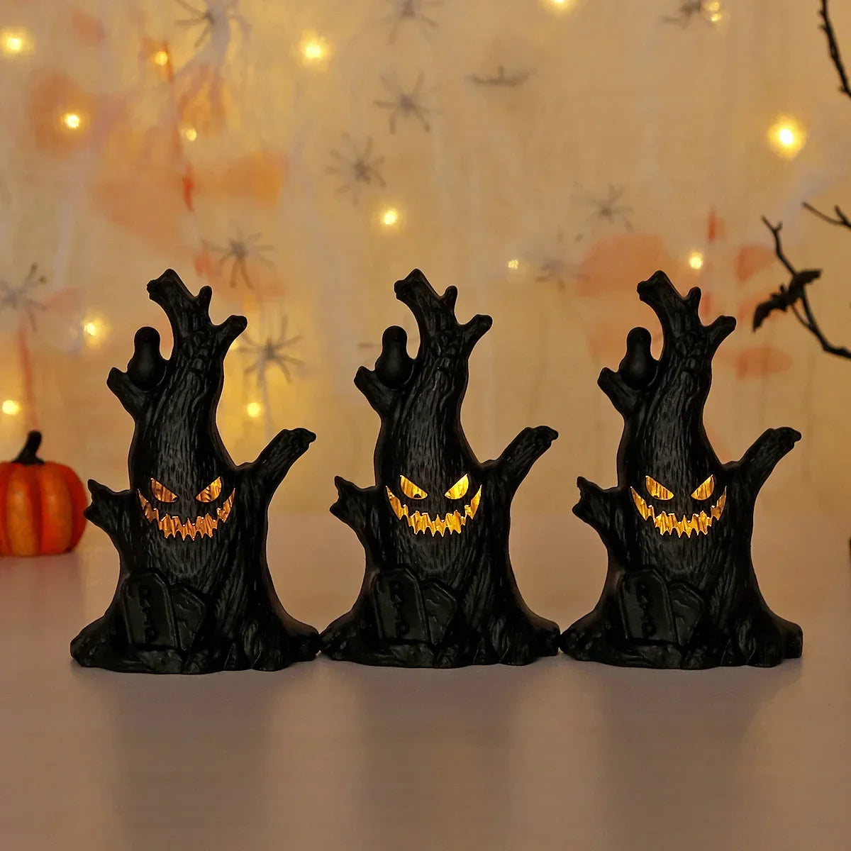 Halloween Ghost Tree Glow Lights Spooky Atmosphere Decor