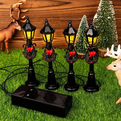 4Pcs Christmas Mini Street Light Dollhouse Garden Decor