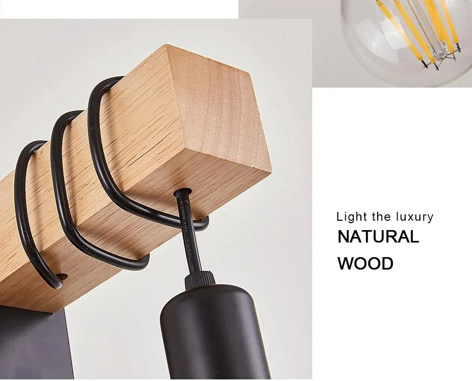 Retro Wood LED Wall Lamp Industrial Loft Decor