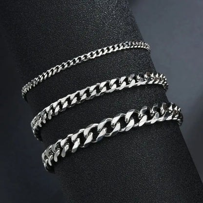 3/5/7mm Stainless Steel Cuban Chain Bracelet Men Women