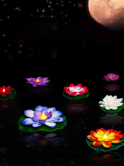 LED Lotus Floating Night Lamp Garden Decor Party Accessory