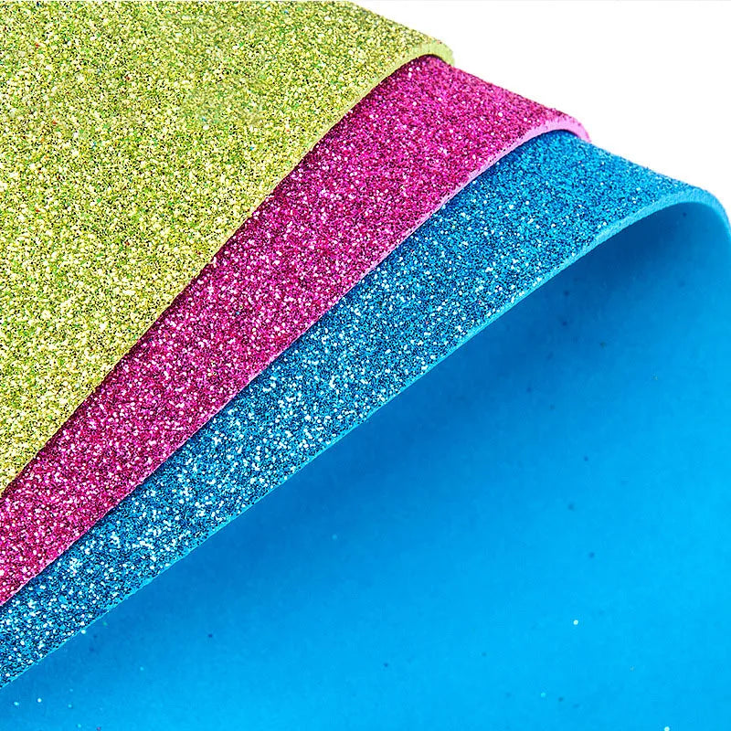 10pc Flash Glitter EVA Foam Paper Adhesive Kids Craft