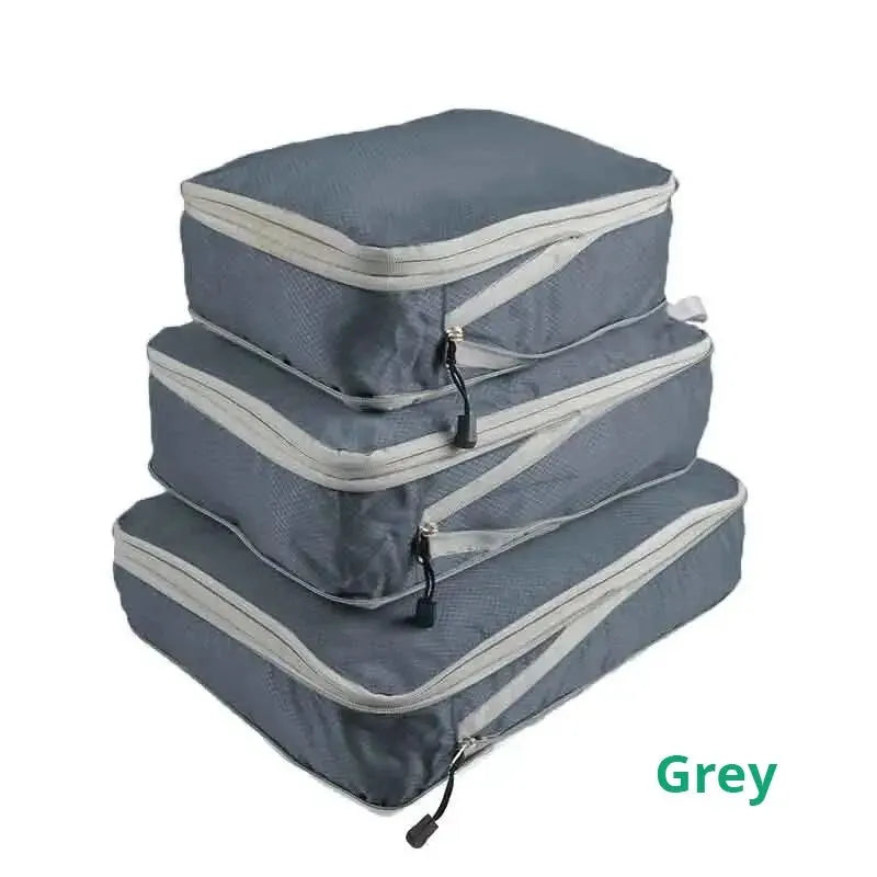 3Pcs Portable Compressible Travel Packing Cubes