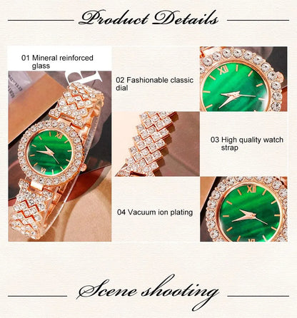 Luxury Ladies Gold Plated Square Quartz Watch Stainless Steel Folding