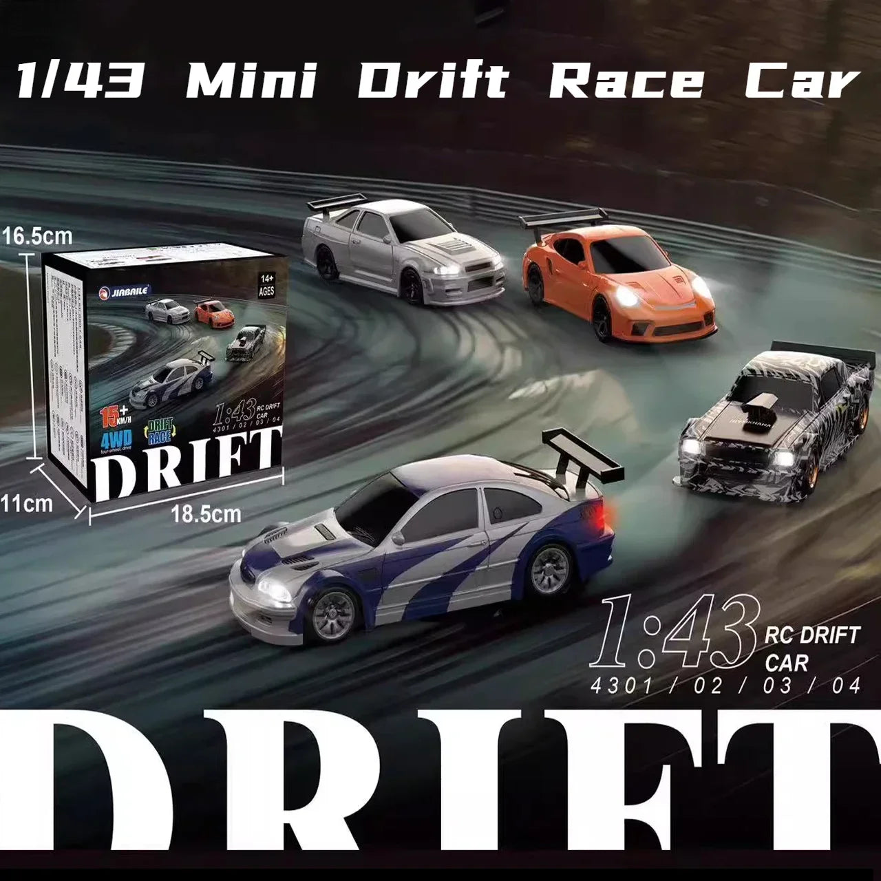 2.4G RC Drift Car 1/43 4WD High Speed Mini Racing Remote Car Gift