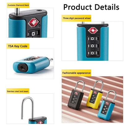 Black Customs Code Lock for Travel Luggage 3-Digit