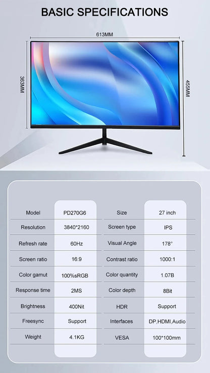 27 Inch 4K UHD IPS Monitor