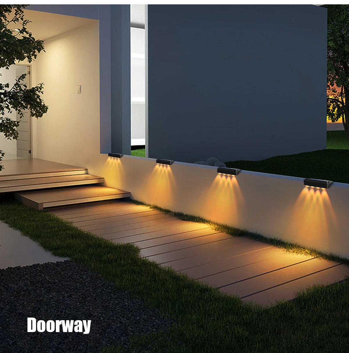 Solar Fence Lights RGB or Warm White Step Lighting