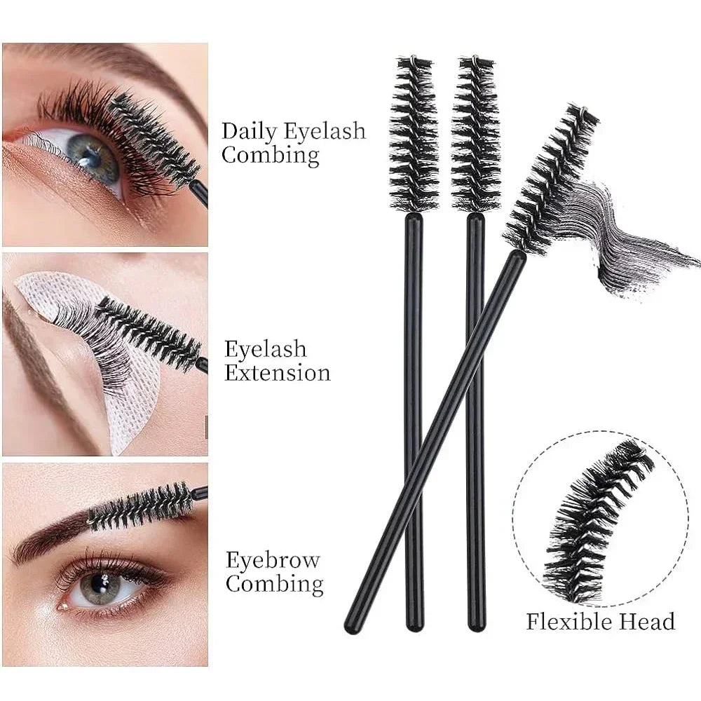 50/100Pcs Disposable Eyebrow Mascara Wands Eyelash Brush